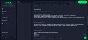 Current Jack.com KYC policy or verification material showing identity-check context