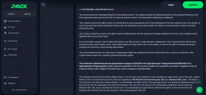 Current Jack.com withdrawal screen or official withdrawal guide showing the crypto cashout flow